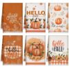 Bencailor 6 Pcs Fall Kitchen Towels Pumpkins Thanksgiving Dish Towels Maple Leaf Tea Reusable Hand Autumn Absorbent Cloth, 15.75'' x 23.62''(Orange,Pumpkin)