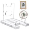 BENECREAT Acrylic Easel Display Stand, Adjustable Clear Plate Holder, Tabletop Display for Plates Books Cards Pictures Artwork 6.69x4.57x5.75inch