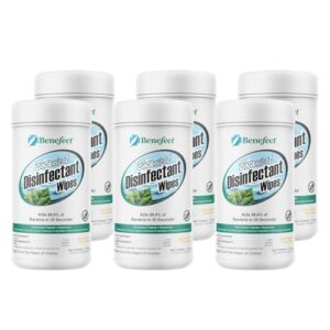 Benefect Botanical Disinfecting Wipes - (170 Wipe Count, 6-Pack) Natural, No Residue - Antibacterial Disinfectant, Multi-Surface Cleaning and Sanitizing Wipes