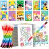 BenLouis 12 Cat Mini Coloring Books Kids with 12 Stacking Crayons Cute Kitten Small Party Favors Small Activity Books Bulk for Kids Pet Party Gift Goodie Bag Stuffers