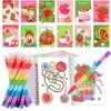 BenLouis 12 Strawberry Mini Coloring Books Kids with 12 Stacking Crayons Berry Party Favors Small Activity Books Bulk for Kids Girl Fruit First Party Gift Goodie Bag Stuffers