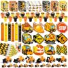 BenLouis 192Pcs Construction Party Favors Excavator Tractor Theme School Stationery Set Bulk for Kids Construction Birthday Party Goodie Bag Stuffers Classroom Gifts Rewards Pinata Filler
