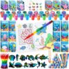 BenLouis 192Pcs Under the Sea Party Favors Ocean Animals Party Coloring Books Set Bulk for Kids Sea Fish Birthday Mermaid Party Goodie Bag Fillers School Classroom Gift Rewards Activity Supplies