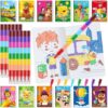 BenLouis 24 Preschool Kindergarten Mini Coloring Books Kids with 24 Stacking Crayons Graduation Party Favors Activity Books Bulk for Kids Birthday Return Goodie Bag Gift Stuffer Classroom Reward