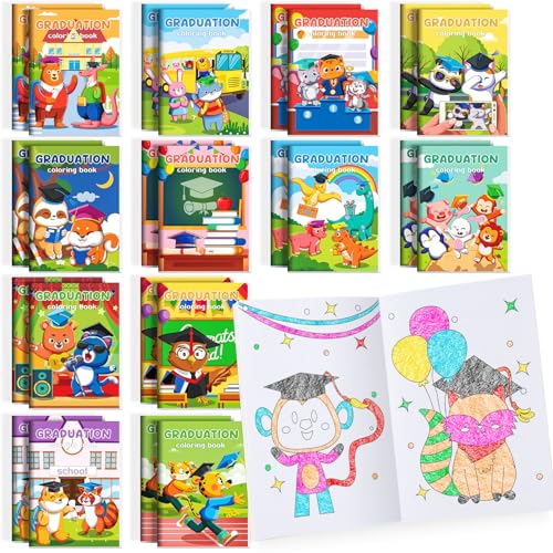 BenLouis 60 Pcs Kindergarten Graduation Mini Coloring Books Kids Preschool Graduation Party Favors Small Activity Books Bulk for Kids Student Congrats Grad Goodie Bags Stuffers Gifts Classroom Travel