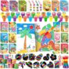 BenLouis 96Pcs Hawaiian Luau Party Favors Aloha Summer Tiki Theme Coloring Books Crayons Sticker Set Bulk for Kids Beach Pool Birthday Goodie Bag Stuffer Classroom Gifts Rewards Craft Pinata Fillers
