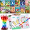 BenLouis Coloring Books for Kids With Stacking Crayons Set Mini Coloring Books Bulk for Ages 4-8-12 Small Activity Books for Birthday Party Gifts Goodie Bags Stuffers Travel（12+12Pcs Colorful）