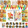 BenLouis Fall Party Favors for Kids Thanksgiving Day Classroom Gifts Prize Coloring Books Set Bulk for Students Kids Autumn Pumpkin Harvest Pinata Filler Goodie Bag Stuffers Craft（12Set Fall）