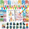 BenLouis Winter Party Favors Set Holiday Themed Coloring Book Classroom Gift Prizes Bulk for Students Kids Christmas Frozen Birthday Goodie Bag Stuffers Pinata Filler (24Set Animals)