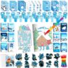 BenLouis Winter Party Favors Set Holiday Themed Coloring Book Classroom Gift Prizes Bulk for Students Kids Christmas Frozen Birthday Goodie Bag Stuffers Pinata Filler (12Set Snowflake)