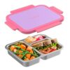Bentgo Stainless Steel Lunch Box - Leak-Proof, 3 Compartments, 4.3-Cup Capacity, Ideal for Kids 3+, Teens & Adults, Durable, Reusable (Lilac)