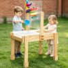 Benut Sand and Water Table for Toddlers,5 in 1 Kids Wooden Sensory Activity Table with 2 Storage Boxes,Acrylic Board,Spiral Water Slide and Windmill,Montessori Kids Tables Learning Toy