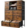 Bepatio 48.2" H Bedroom Dresser with 10 Drawers, Organizer Storage, Brown