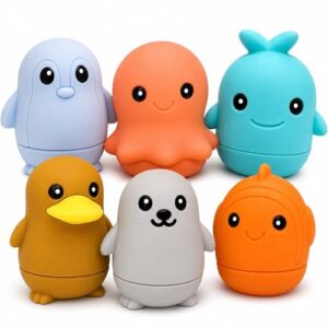 BerrySquishy Silicone Bath Toys, Baby Bath Toys for Toddlers 1-3, Pack of 6
