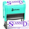 Bertiveny Teal Scanned-Stamp Self Inking with Date Office Scanned Rubber Stamp for Business Supplies,Refillable Office Stamps for Scann(Scanned-Purple Ink)