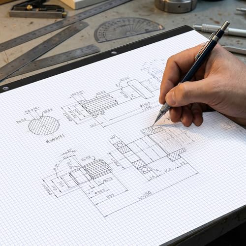 BESARME Large Engineering Graph Paper 22" x 17", 50 Sheets/100 Pages Large Graph Paper Pad Engineering Papers Drafting Papers for Engineer Architect Designer Mathematician Draftsman