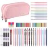 BESARME Pen Set with Case Gel Pens Highlighters Mechanical Pencils Refills Erasers Back to School Supplies for College Note Taking Writing Drawing Travel