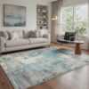 BESBLEE 8x10 Area Rug Living Room Rug, Washable Modern Abstract Soft Thin Rug Indoor Floor No Slip Stain Resistant Carpet for Bedroom,Dining Room,Entryway,Dorm,Classroom,Blue/Grey