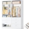 Besiost 4FT Closet Systems with 5 Wood Drawers, 48 Inch Closet Organizer System with 2 Hanging Rods & 7 Shelves, Heavy Duty 48" Walk-in Closet , White (48"L x 15" W x 80" H)