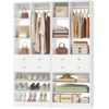 Besiost Closet System, 55.6"/4.7 FT Closet Organizer System with Drawers and Shelves, Walk-in Closets Systems for Small Closets, Free Standing Reach in Closet Tower, Load 1200+LBS, White 2 Pack