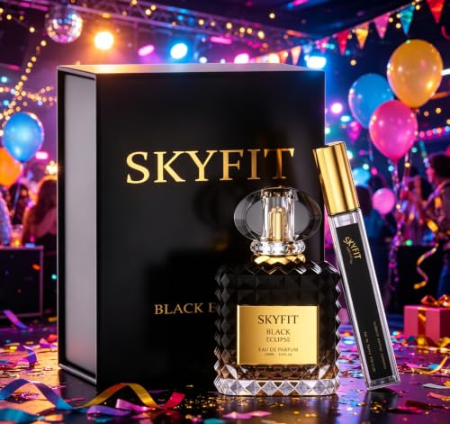 Besmelody SKYFIT Black Eclipse Eau de Parfum for Women, Long Lasting Gourmand Coffee Vanilla Fragrance, Bold Scent for Club Party Night & Cocktail Gala, Perfume Gift Set with 100ml Spray