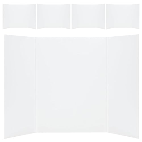 BESPORTBLE 5pcs Tri Fold Poster Board, 24x16 White Corrugated Paper, Foldable Construction with Smooth Bright Surface, Space-saving and Easy to Carry for Science Fair and Arts Crafts Projects