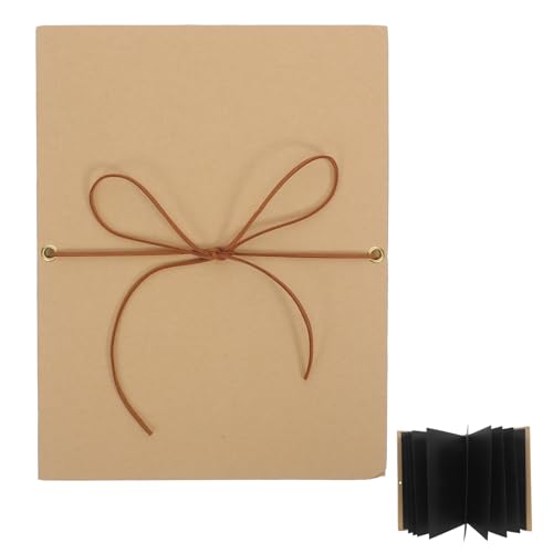 BESPORTBLE Hardcover Accordion Foldable Scrapbook Album 11x8 Inch Kraft Paper Photo Album Memory Book with Flexible Accordion Style and Large Capacity for Family Gathering or School Event