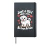 Best Bichon Frise Art For Girls Kid Women Bichon Frise Lover Hardcover Journal, Black