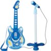 Best Choice Products 19in Kids Toy Guitar, Pretend Play Musical Instrument Toy for Toddlers w/Mic, Stand, 8 Demo Songs, Lights & Sounds - Soft Blue