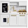 Best Choice Products Pretend Play Kitchen Wooden Toy Set for Kids w/Realistic Design, Telephone, Utensils, Oven, Microwave, Sink - Ivory
