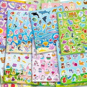 BestiePal 1286Pcs Stickers, 36 Sheets Mixed Water Bottle Vinyl Stickers Pack with Cute Animals, Unicorn, Mermaid, Princess, Dinosaurs, Space, Dogs, Cats Sticker Bulk