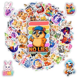 BETANAS 100 pcs Cute Rodent Animal Stickers Kawaii, Bunny Hamster Mouse