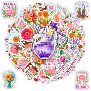 BETANAS 105 PCS Flower Stickers Pack, Peony Lavender Gerbera Daisy Sticker