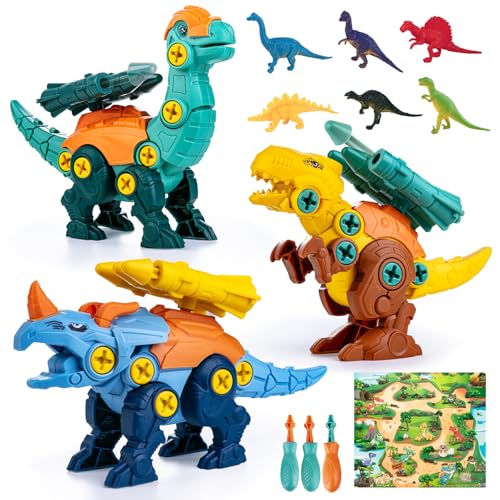 BETLYS Dinosaur Toys for 3, 4, 5, 6, 7 Year Old Boys, Take Apart Dinosaur Toys for Kids, STEM Educational Construction Building Toy, Ideal Birthday Christmas Easter Gifts