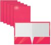 Better Office Products 2 Pocket Glossy Laminated HOT Pink Paper Folders, Letter Size, 25 Pack, Portfolios Box of 25