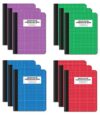 Better Office Products Quad Ruled Composition Book Notebook, 12 Pack, Hardcover 4x4 Graph Ruled Paper, 80 Sheets, 9.75" x 7.5", Assorted Color Covers, 12 Pack