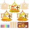 BeYumi Fall Wooden Leaves Craft - 20Pcs DIY Wooden Maple Leaves Ornaments Craft Kit for Kid Make Your Own Christian Religious Fall for Jesus Craft with Gem Sticker Church Thanksgiving Party Decoration