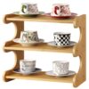 BFTOU Bamboo Desk Organizer Multifunctional 3 Tier Office Table Shelf Bookshelf Supplies Storage Rack for Kitchen Living Room