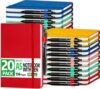 BGUP 20 Pack Lined Journal Notebook with Pen, A5 Hardcover Leather Journal 5.5"*8.3", 5 Colors 136 Pages College Ruled Notebooks and Pen Set for Office School Business Supplies