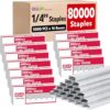 BGUP 80000 Staples, Standard Staples for Desktop Staplers, 1/4" Length, 210/Strip, 16 Boxes of 5000 Each, Silver