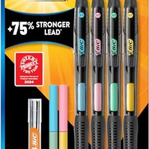 BIC Break Resistant Mechanical Pencils with Erasers, No. 2 Medium Point (0.7mm), 4-Count Pack Pencils for School or Office Supplies, Lead and Eraser Refills