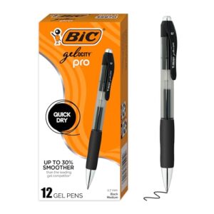 BIC Gelocity Gel Pen, Medium Point (0.7mm), Black Ink, 12-Count