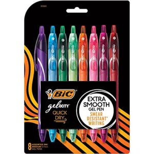 BIC Gelocity Quick Dry Assorted Colors Gel Pens, Medium Point (0.7 mm), School Supplies for Color-Coding Notes, with Full Grip, 8-Count Pack in Assorted Colors