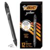 BIC Gelocity Quick Dry Black Gel Pens, Medium Point (0.7 mm), Supplies for Students and Teachers, with Full Grip, 12-Count Pack in Black