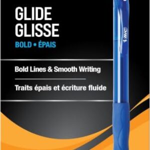 BIC Glide Bold Blue Ballpoint Pens, Bold Point (1.6mm), Retractable Ballpoint Pens With Comfortable Full Grip, 36 Count (Pack of 12)