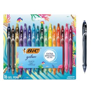 BIC Ocean Themed Gel Pens, Assorted Colors, Medium Point, 0.7 mm, 16-Count