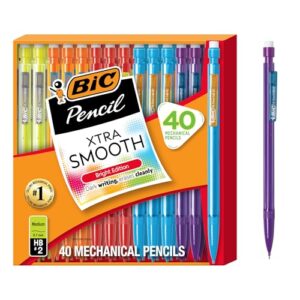 BIC Xtra Smooth Bright Edition Mechanical Pencils, 0.7 mm Medium Point, Bulk School Supplies for Students and Teachers, 40-Count Pack