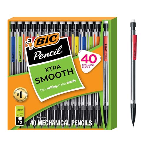 BIC Xtra Smooth Mechanical Pencil with 0.7 mm Medium Point ,Refillable and Retractable, School Supplies for Students and Teachers, 40-Count Pack