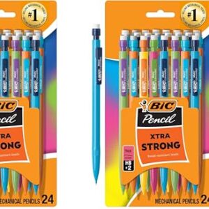 BIC Xtra Strong Mechanical Pencils with Erasers, Thick Point (0.9mm), 24-Count, Mechanical Pencils for School or Office Supplies (Pack of 2)