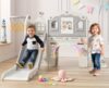 BIERUM 9 in 1 Toddler Slide Set - Baby Slide for Toddlers 1-3 with Colorful Lights, Drawing Board and Building Blocks Board, Indoor Outdoor Toddler Playset Playground, White